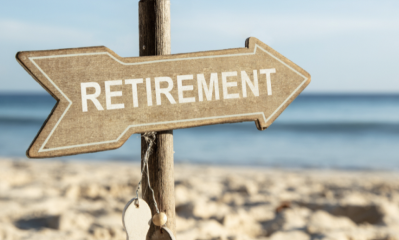 A sign pointing towards retirement